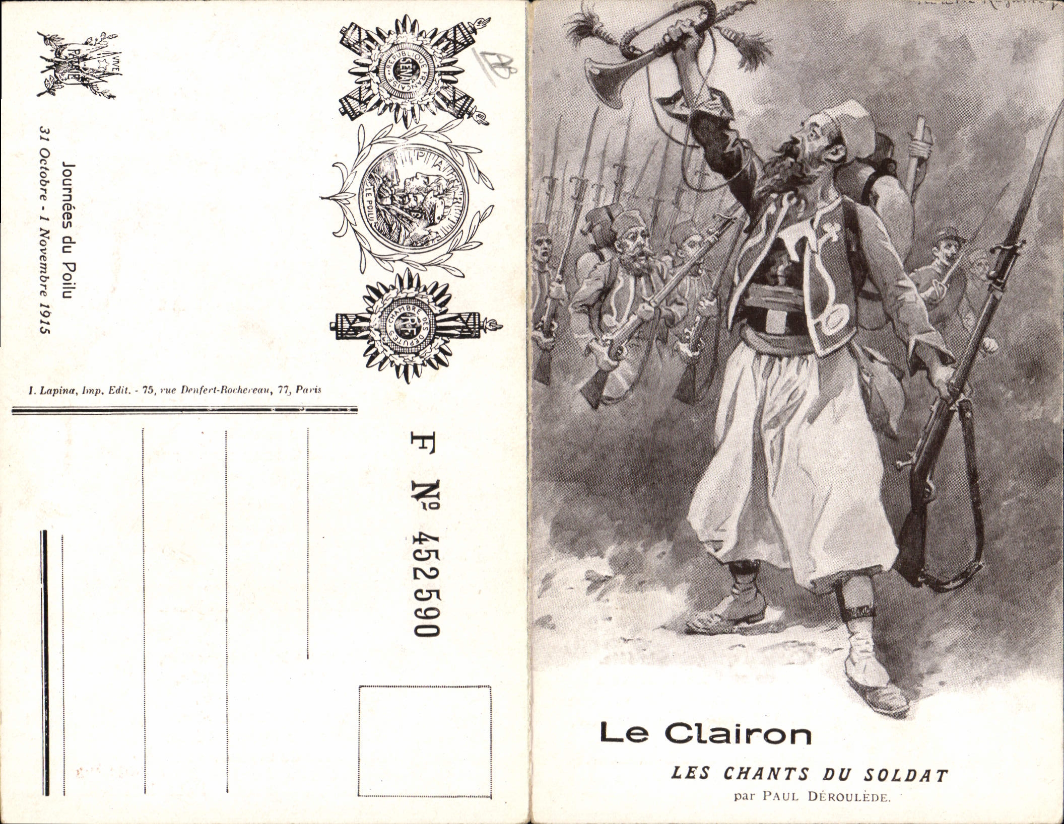 VINTAGE POSTCARD Militaria Fantasy the bugle songs of the soldier Paul Deroulede