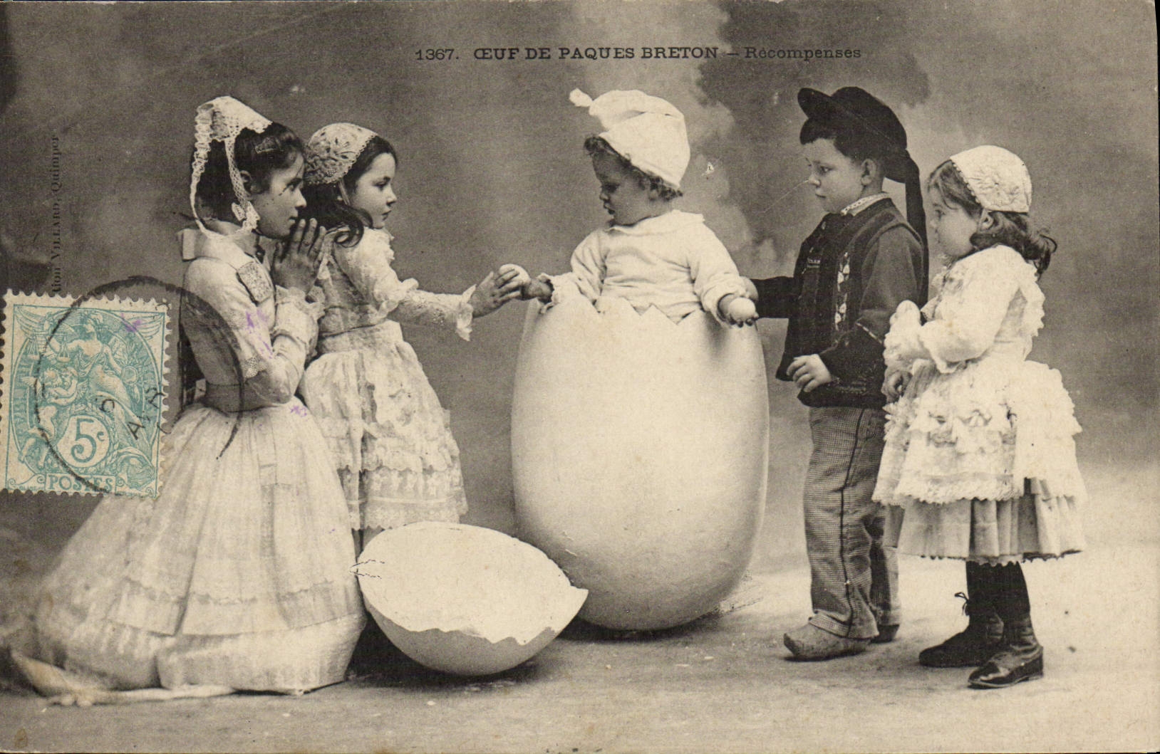 CPA Folklore Oeuf de Paques Breton Recompense