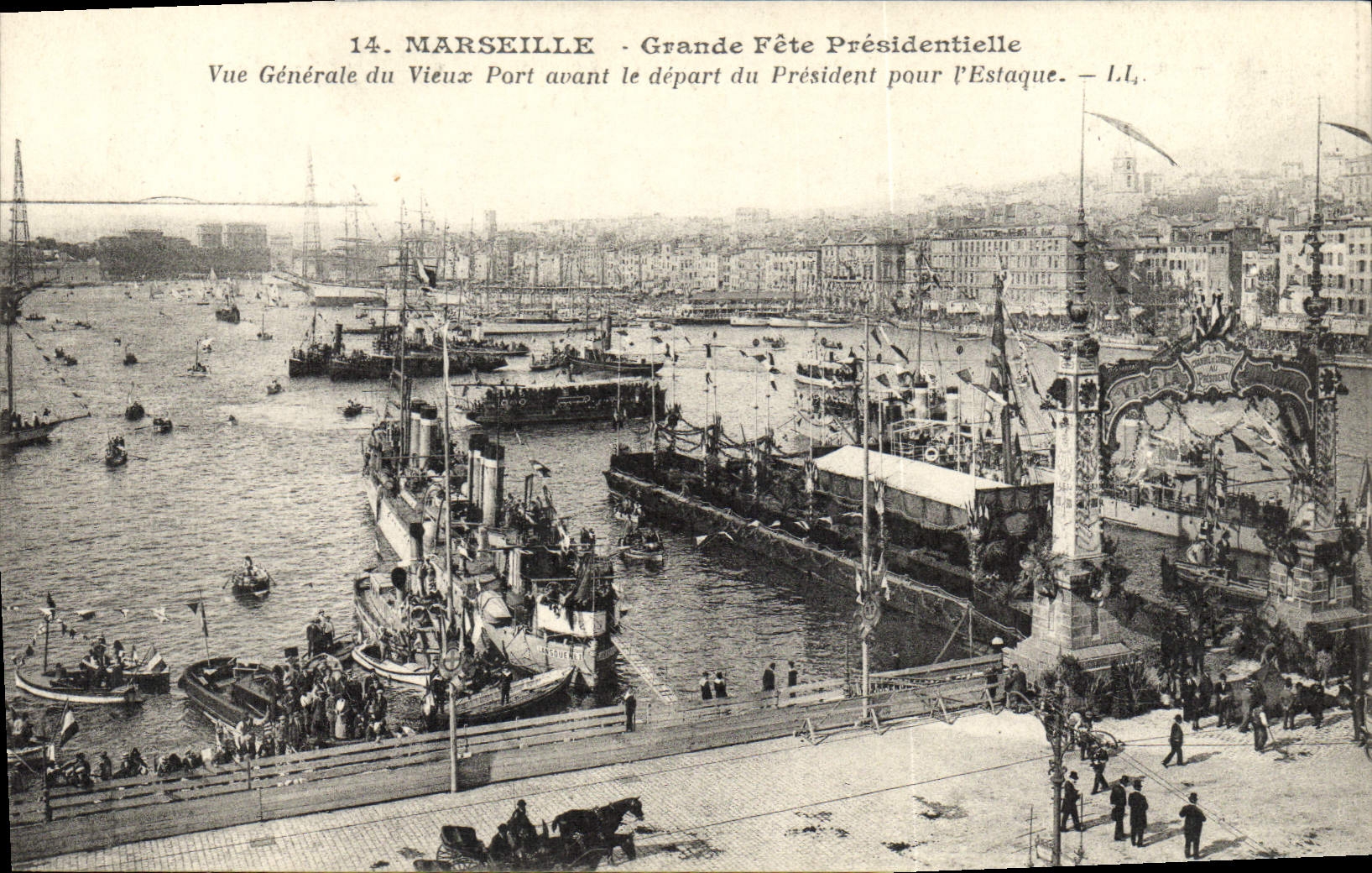 Opinión presidencial del festival de Marsella de la POSTAL de la VENDIMIA gran del puerto viejo antes de la salida del presidente para España