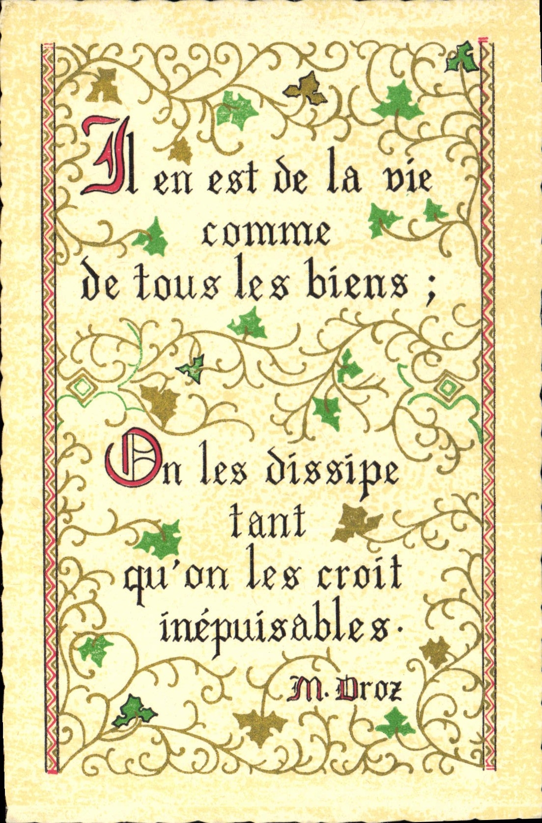 VINTAGE POSTCARD Devise It is life