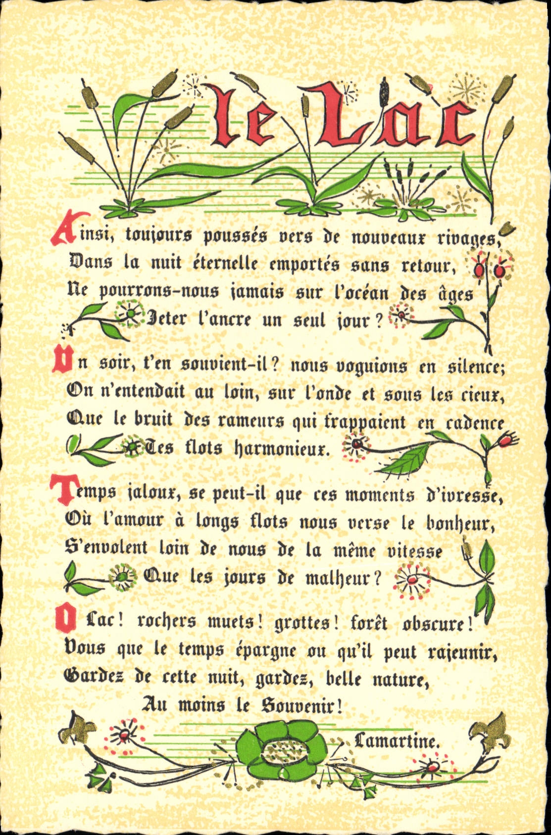 CPA Poesie Le Lac Lamartine