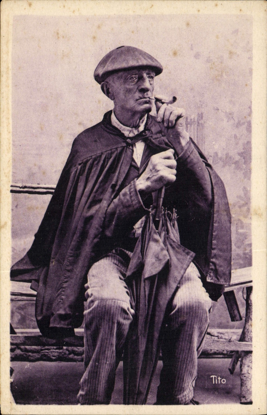 CPA Folklore Tabac Vieux Basque Pipe