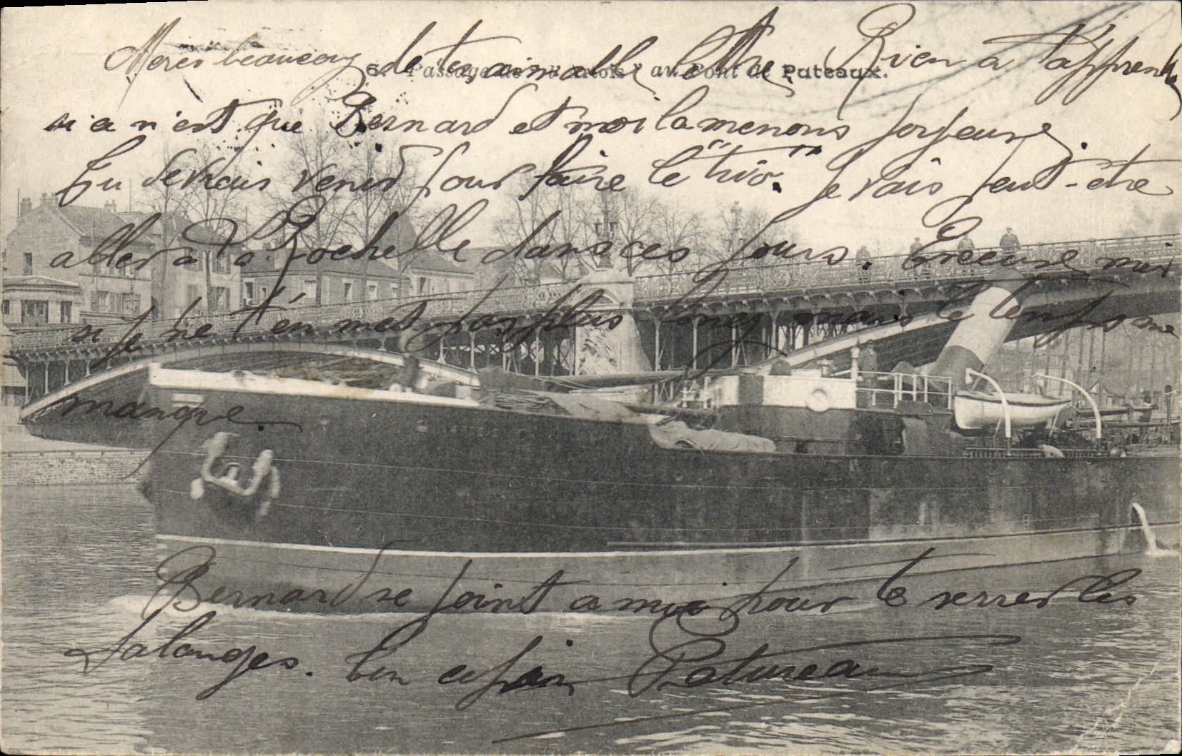 VINTAGE POSTCARD Boat Puteaux Barge