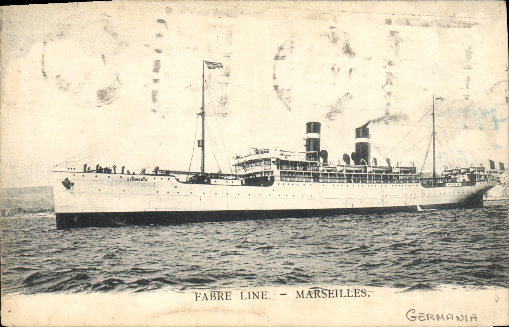 CPA Bateau Paquebot Fabre Line Marseilles Germania