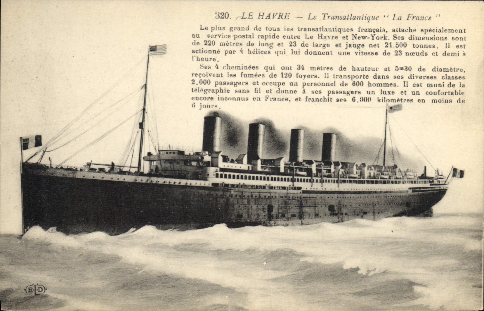 CPA Bateau Paquebot le Havre Transatlantique France