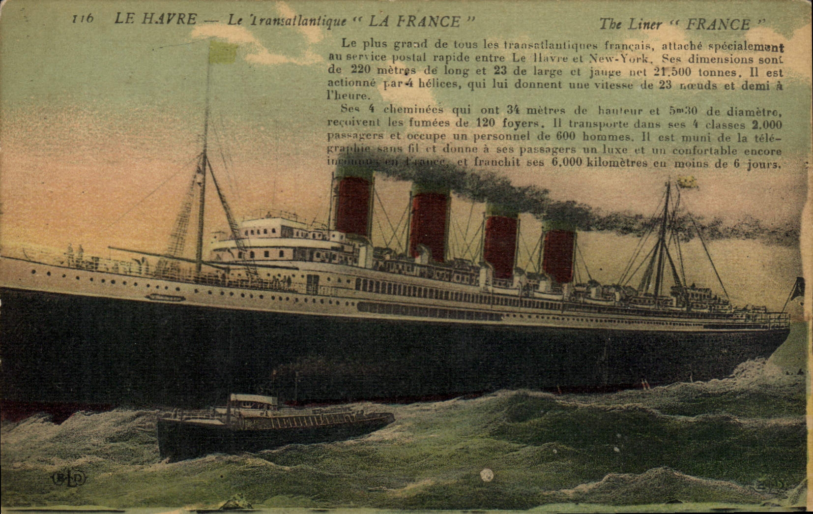 CPA Bateau Paquebot le Havre Transatlantique France