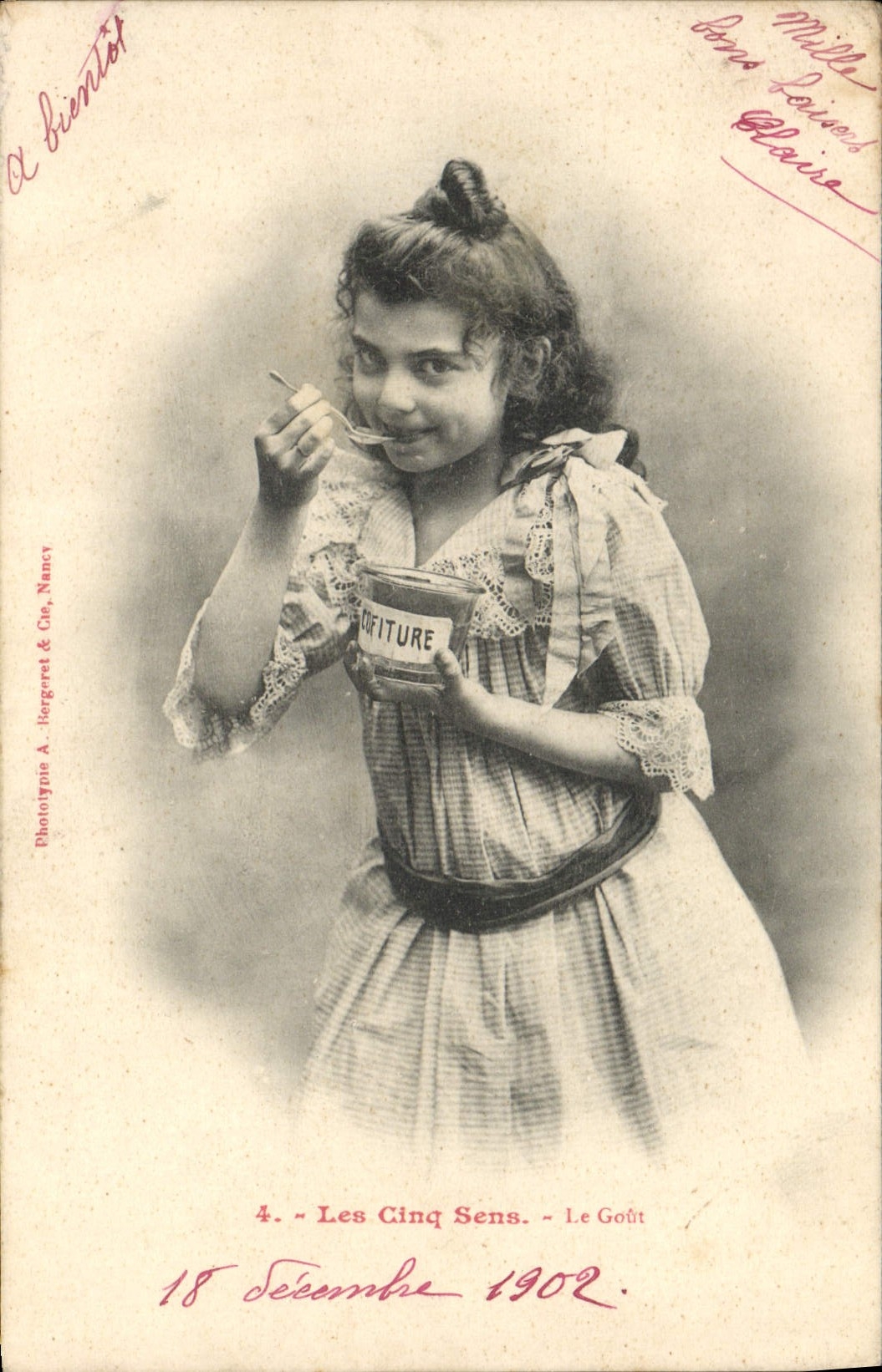 VINTAGE POSTCARD Fantasy Children five directions the taste Jam