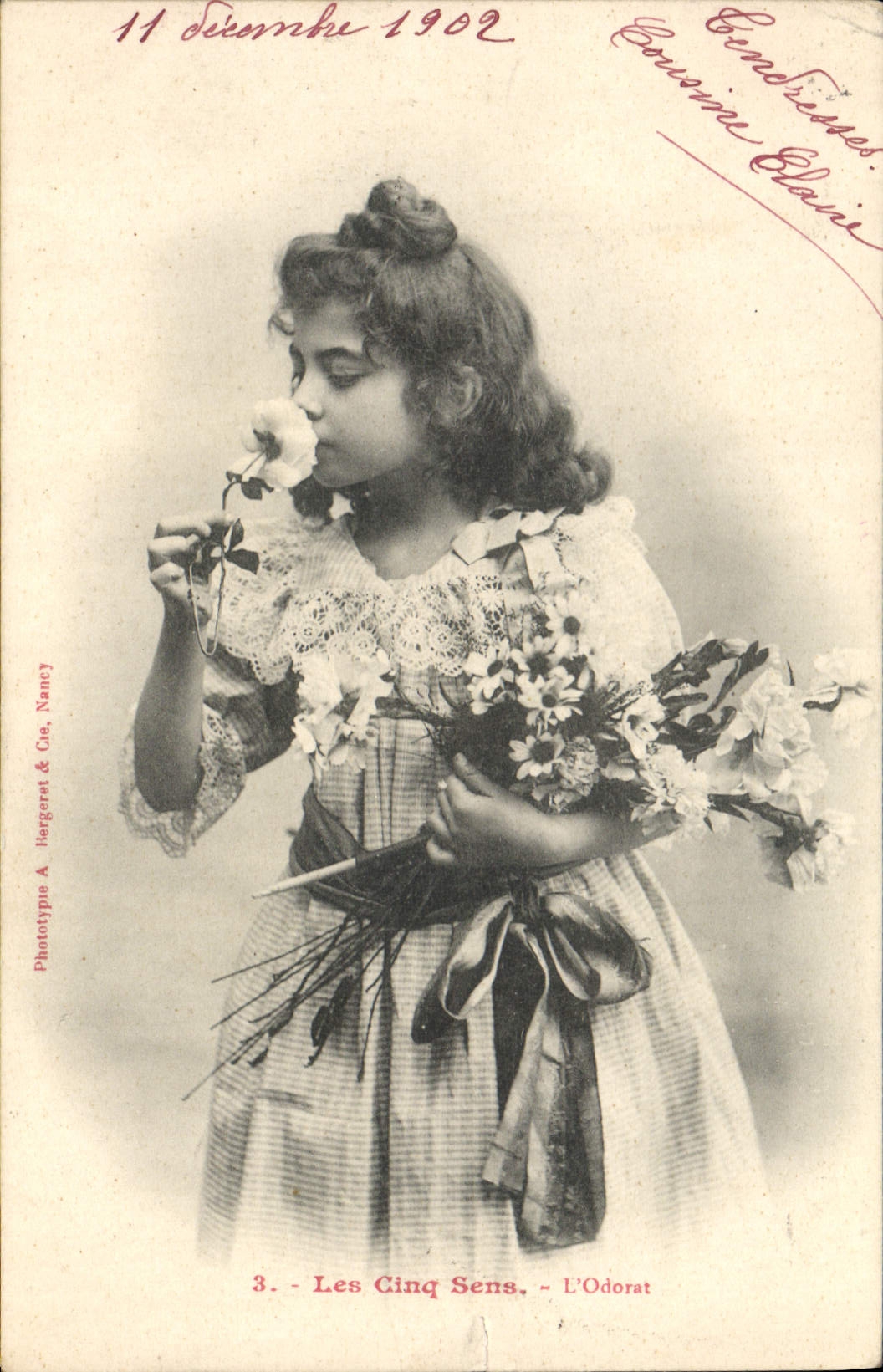 VINTAGE POSTCARD Fantasy Children five directions sense of smell