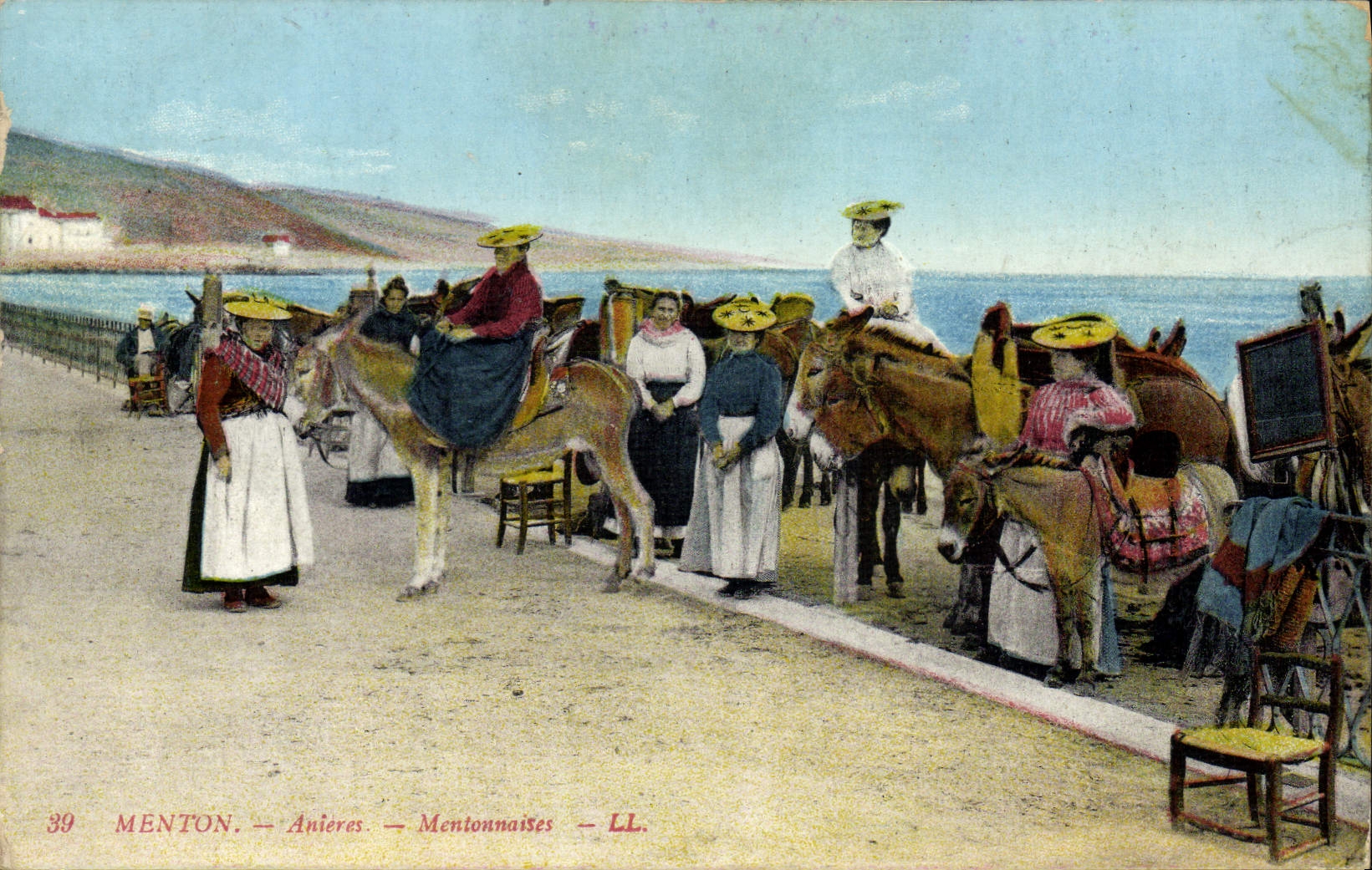 VINTAGE POSTCARD Ass Mule Menton Anieres Mentonnaises