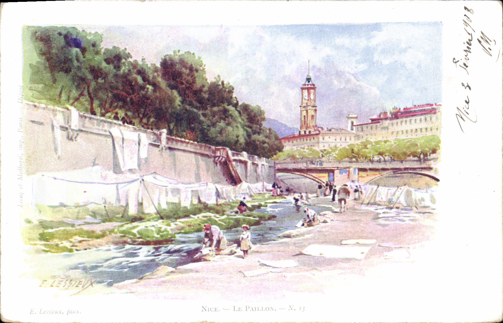 CPA Fantaisie Illustrateur Nice Le paillon Lavandieres