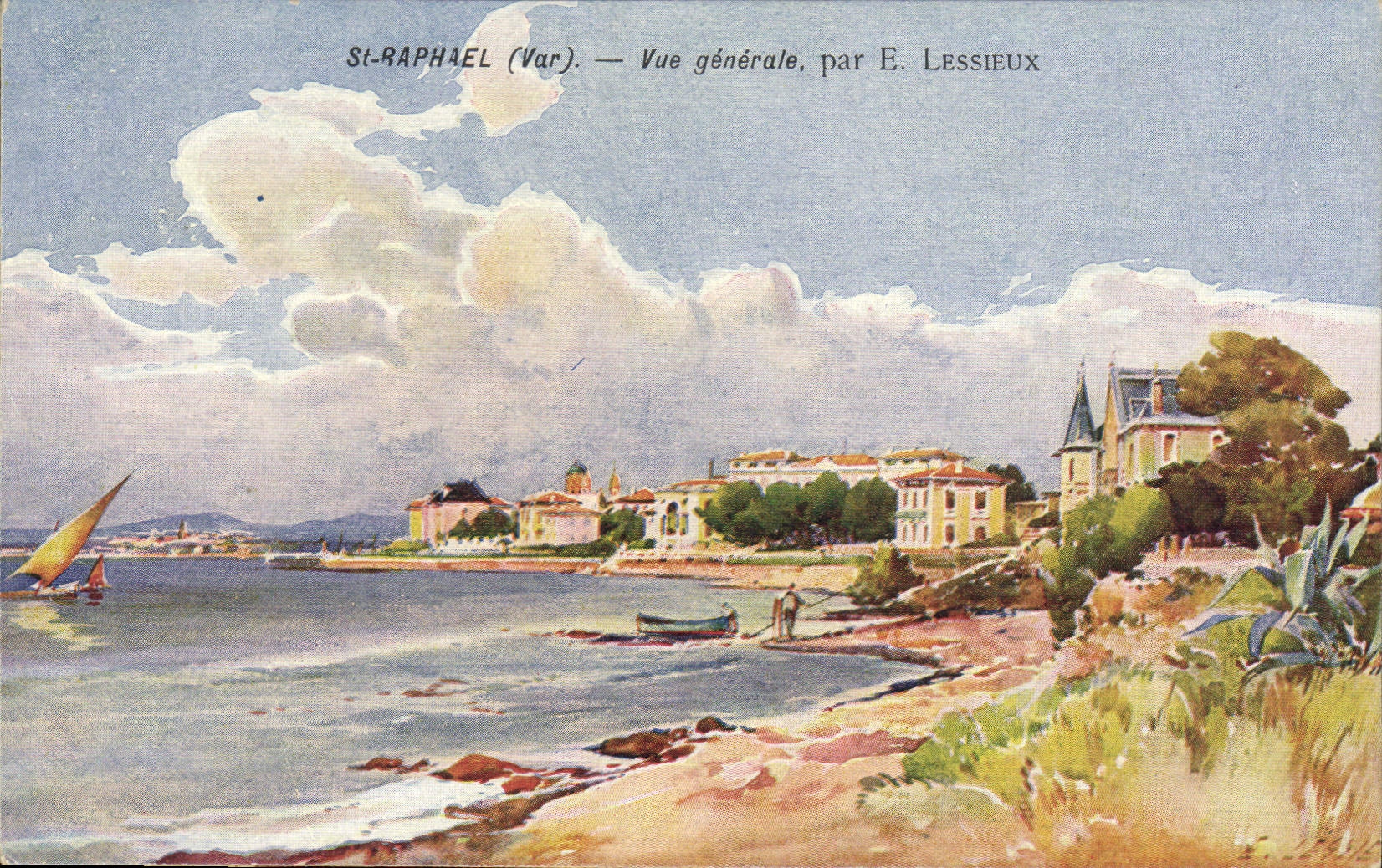 VINTAGE POSTCARD Fantasy Illustrator St Raphael View