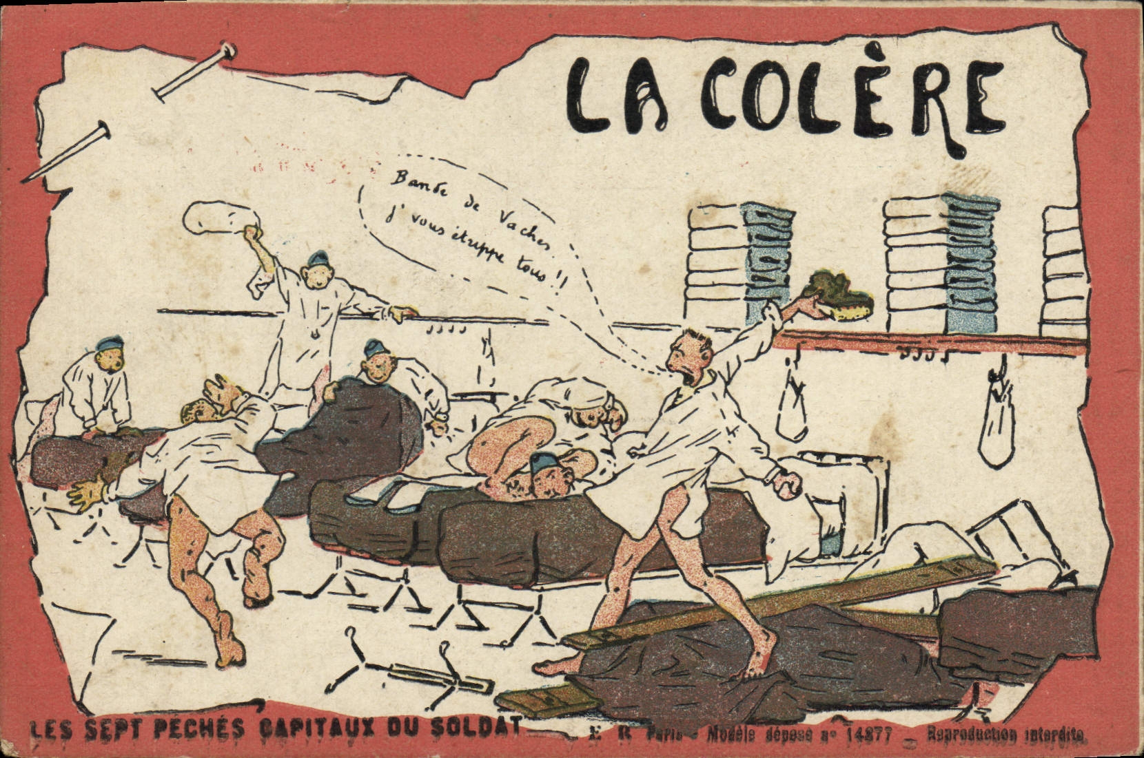 CPA Militaria La colere Sept Peches Capitaux du soldat