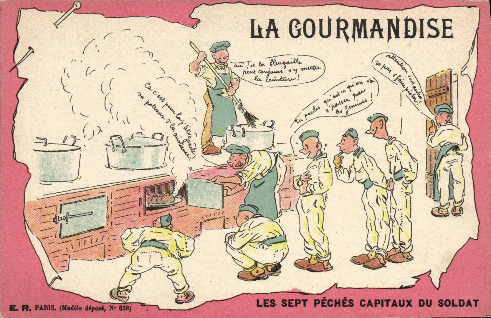 CPA Militaria La gourmandise Sept Peches Capitaux du soldat