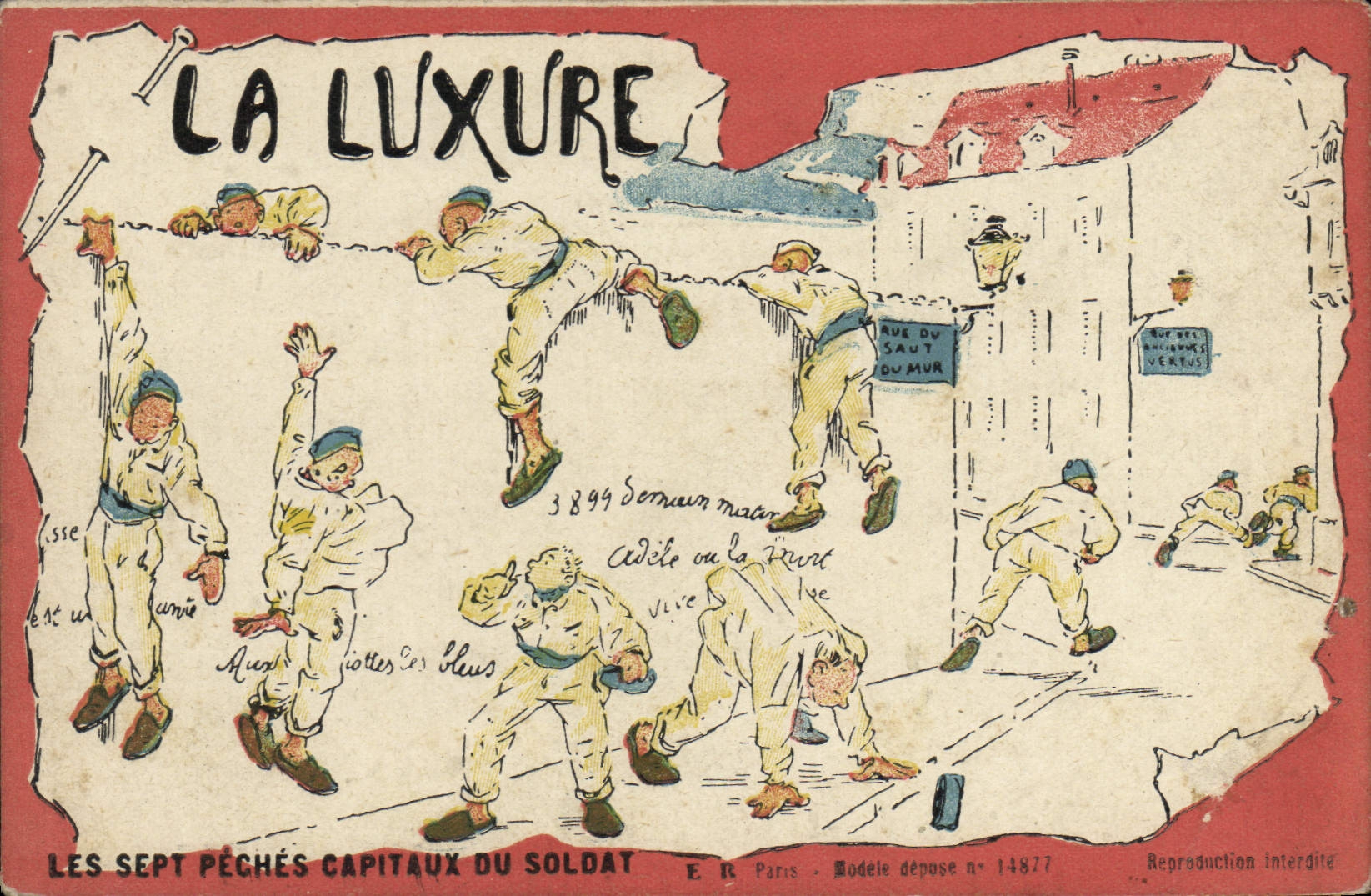 CPA Militaria La luxure Sept Peches Capitaux du soldat