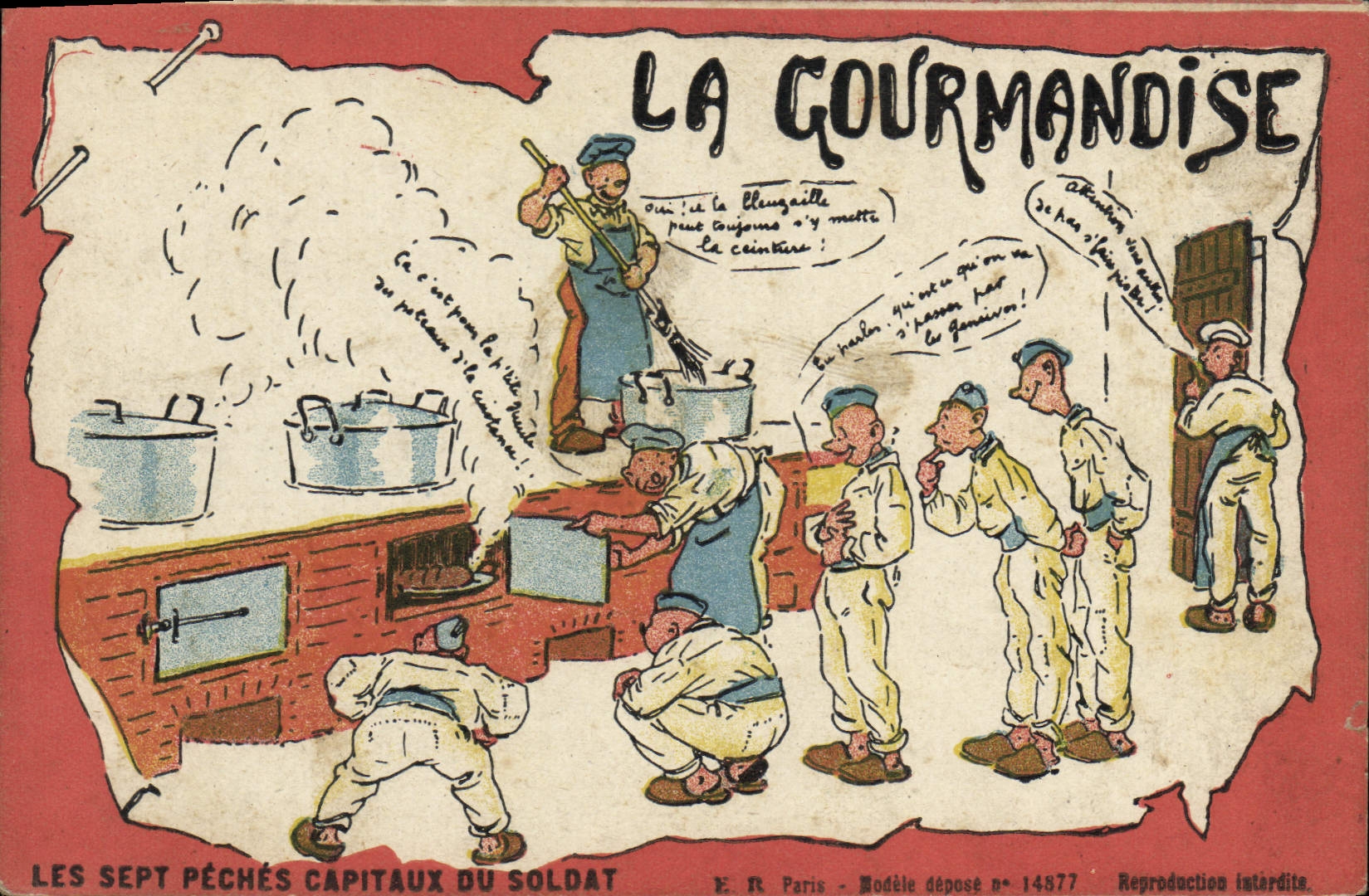 CPA Militaria La gourmandise Sept Peches Capitaux du soldat