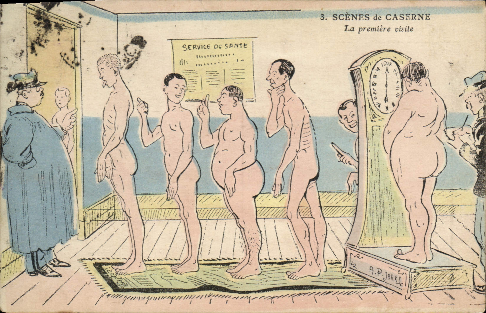 VINTAGE POSTCARD Militaria Scenes of barracks the first visit