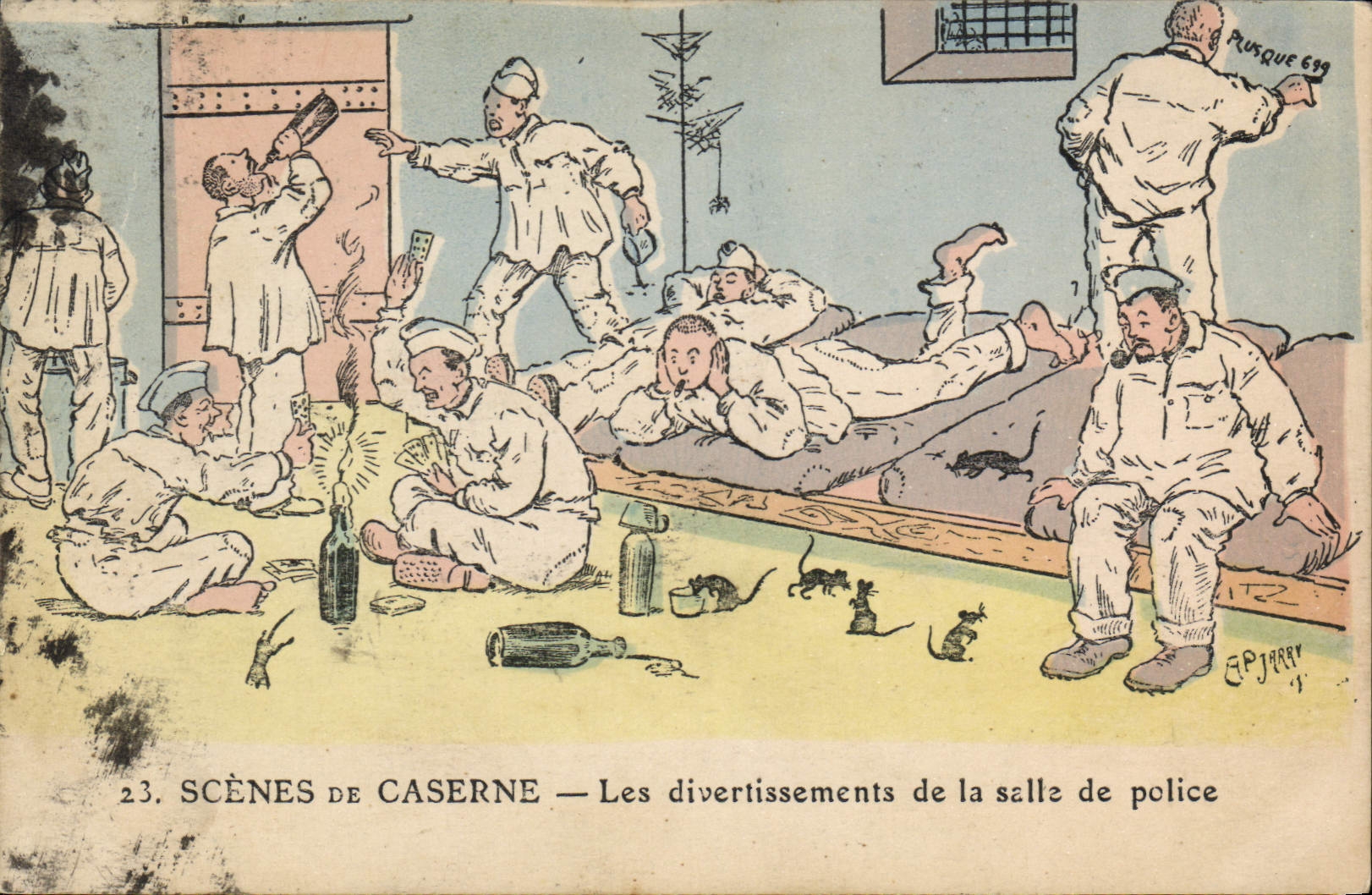 VINTAGE POSTCARD Militaria entertainments of the room of police force