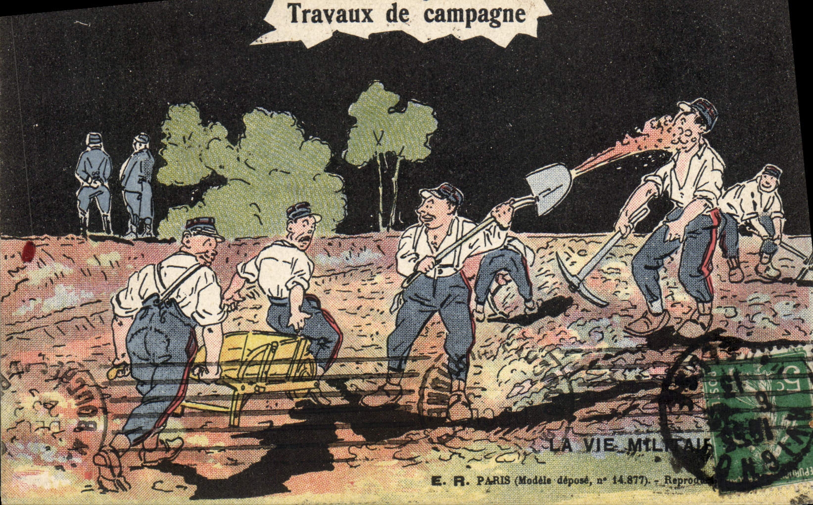 VINTAGE POSTCARD Militaria Work of countryside