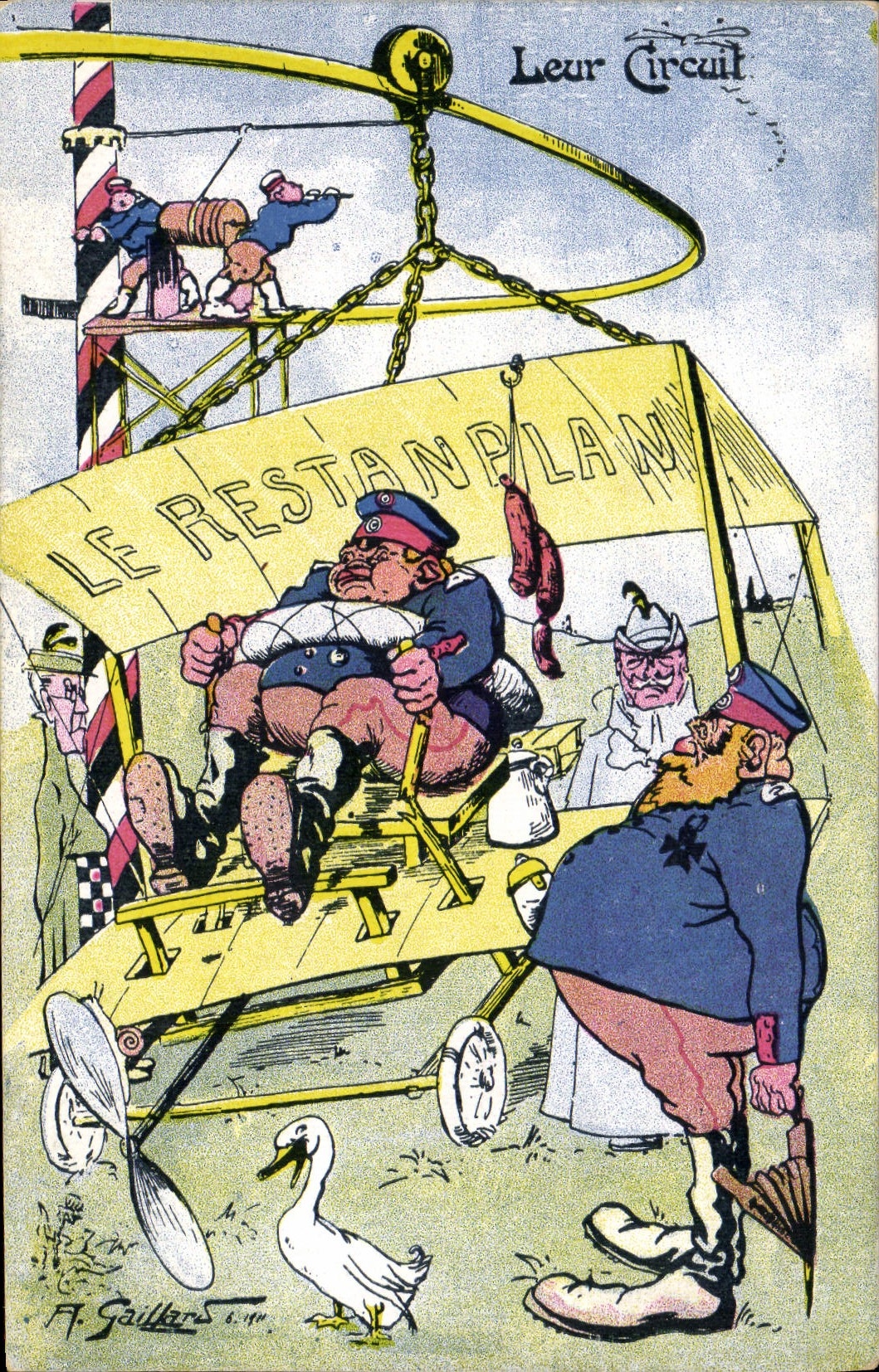 VINTAGE POSTCARD Militaria Restanplan Geese Plane