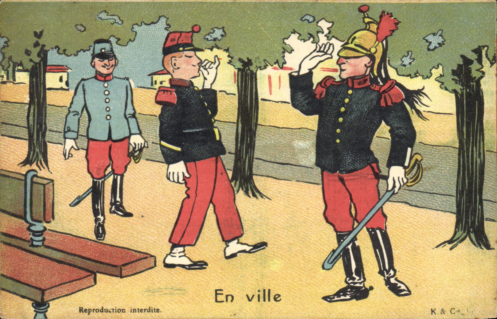 VINTAGE POSTCARD Militaria downtown