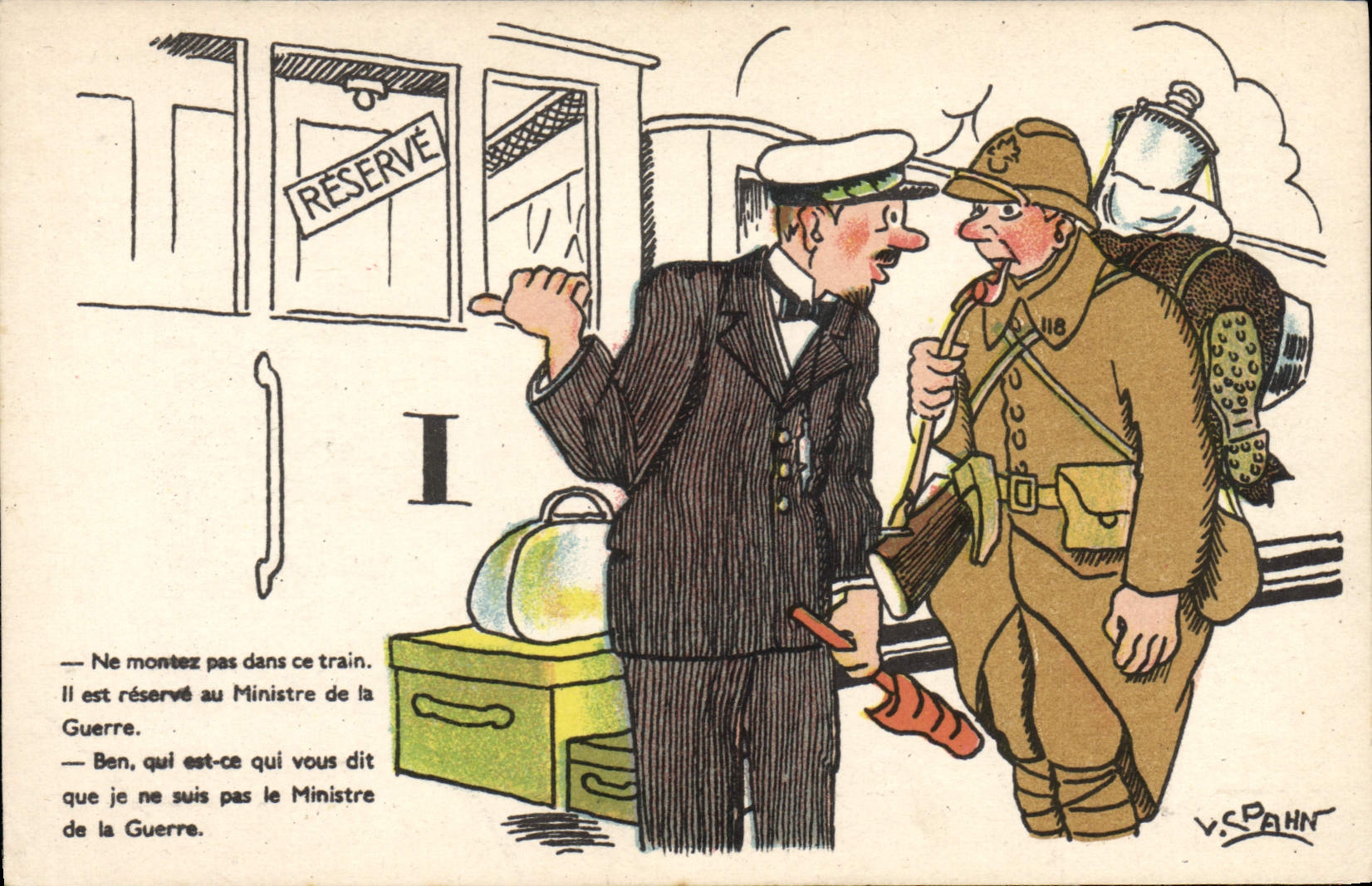 VINTAGE POSTCARD Militaria Train Hairy Reserve Spahn