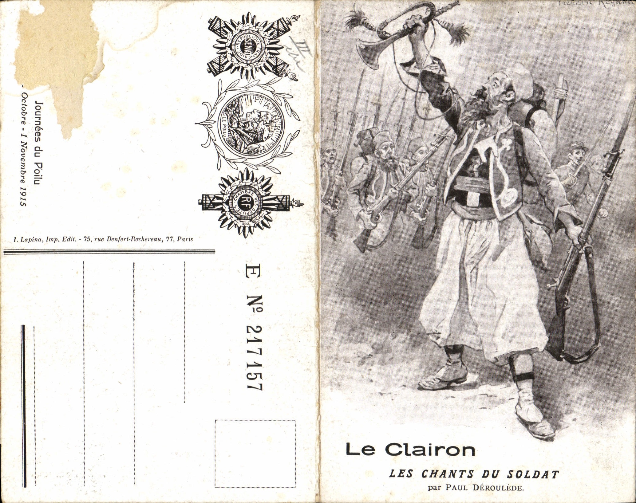 CPA Militaria Le clairon Les chants du soldat par Paul Deroulede