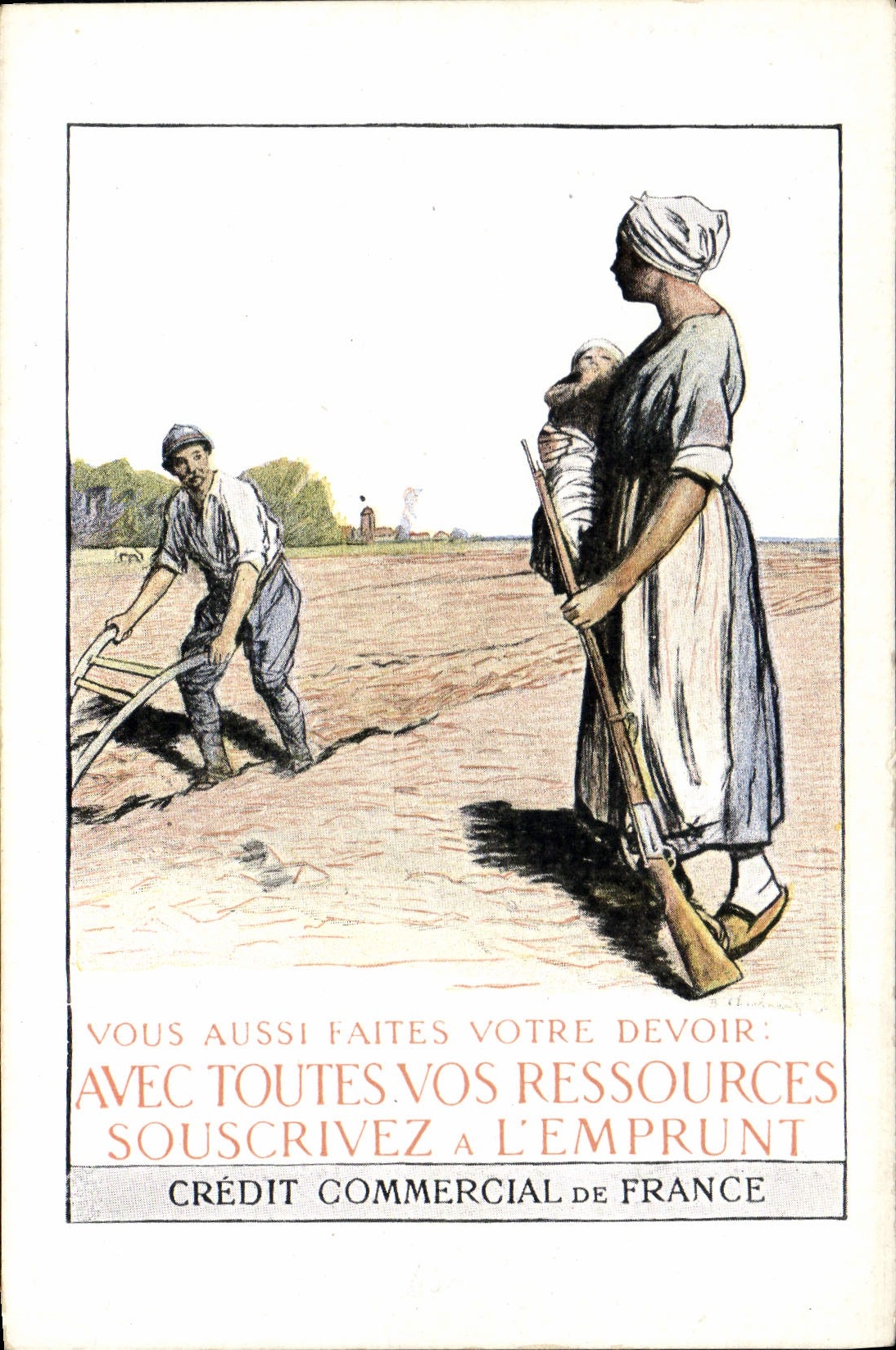 VINTAGE POSTCARD Militaria Commercial Credit of France Loan