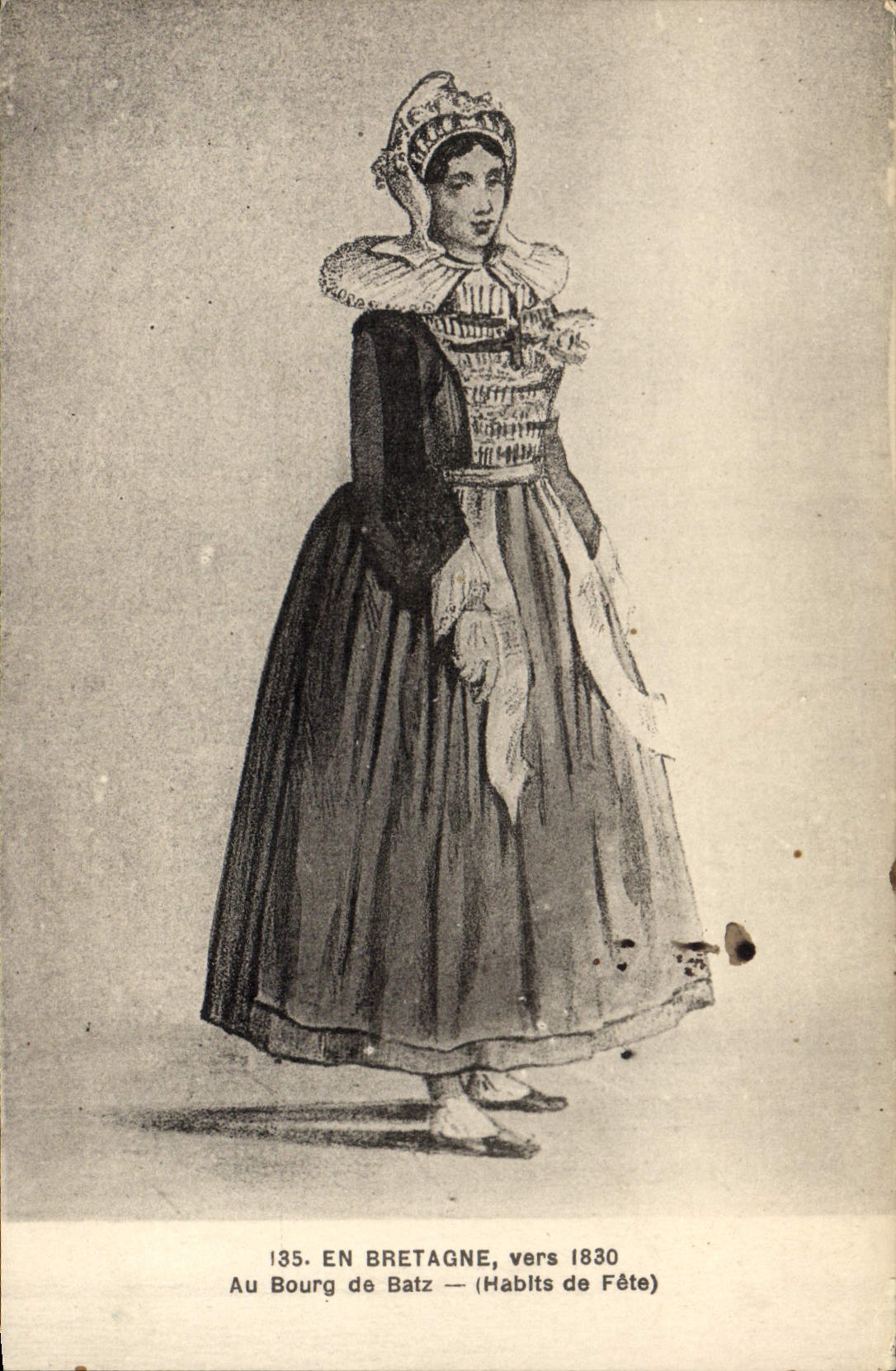 CPA Folklore En Bretagne vers 1830 Au Bourg de Batz Habits de fete 