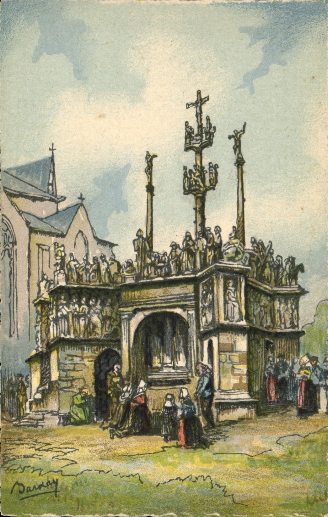 CPA Folklore Calvaire de Plougastel Daoulas 