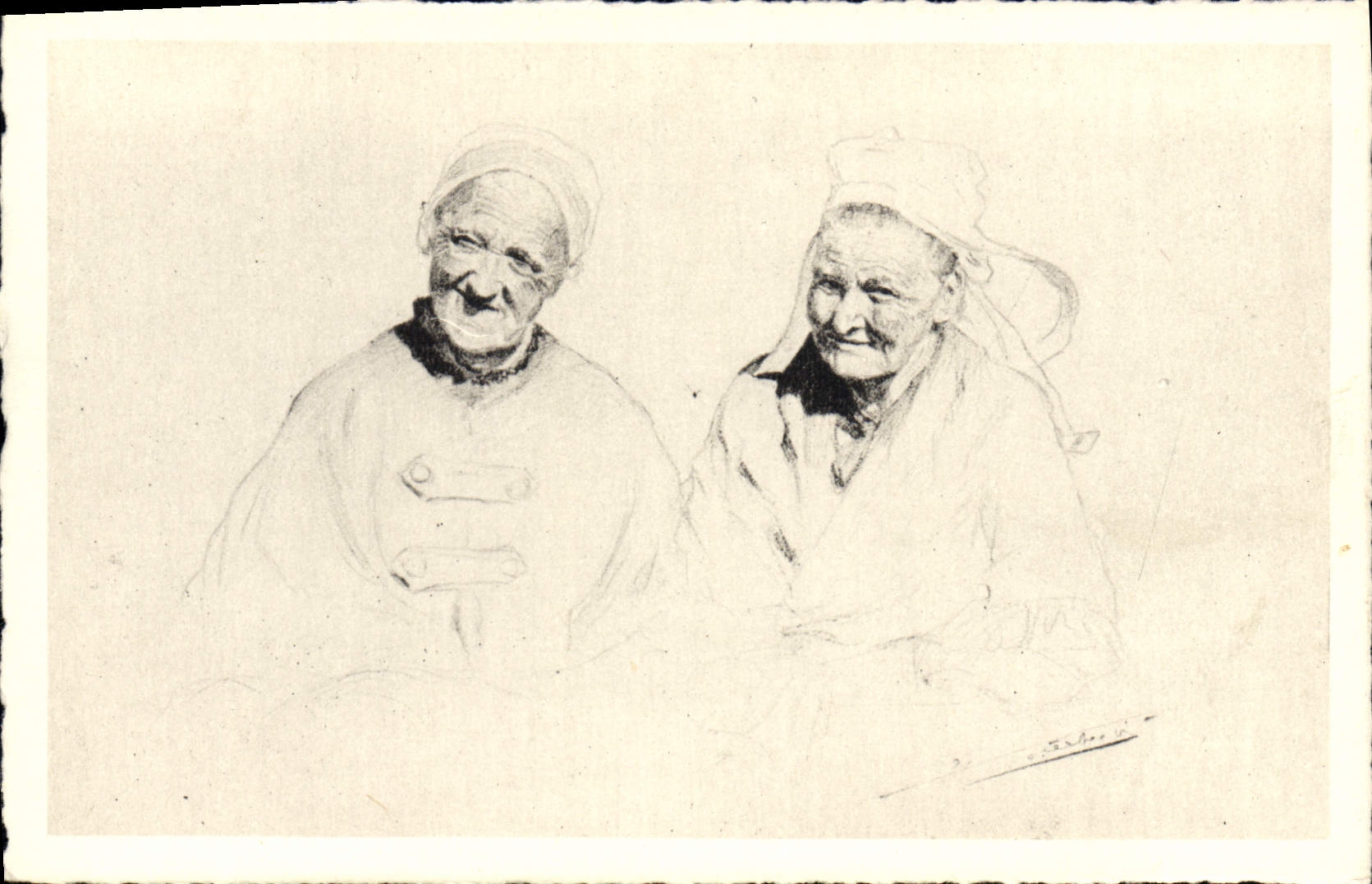 CPA Folklore Tetes de Bretagne Femmes 