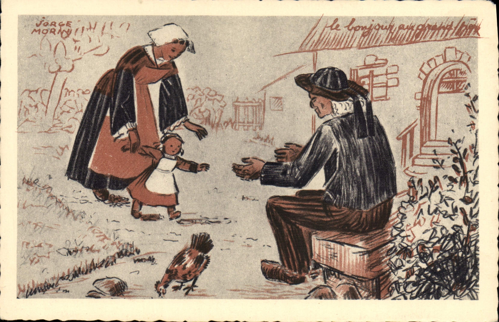 CPA Folklore Jorge Morin Vannes Morbihan Femme Enfant