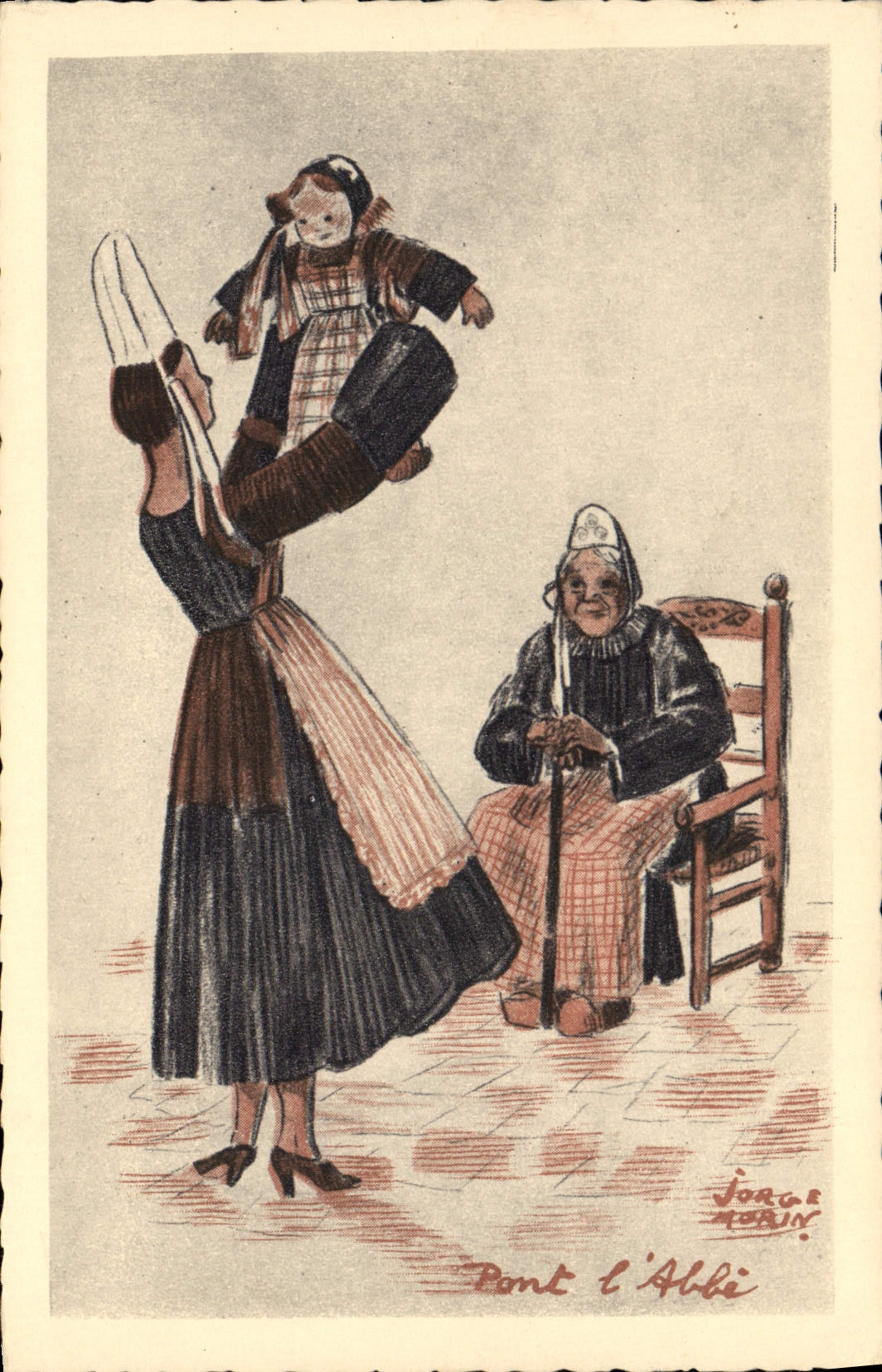 CPA Folklore Jorge Morin Pont L'Abbe Finistere