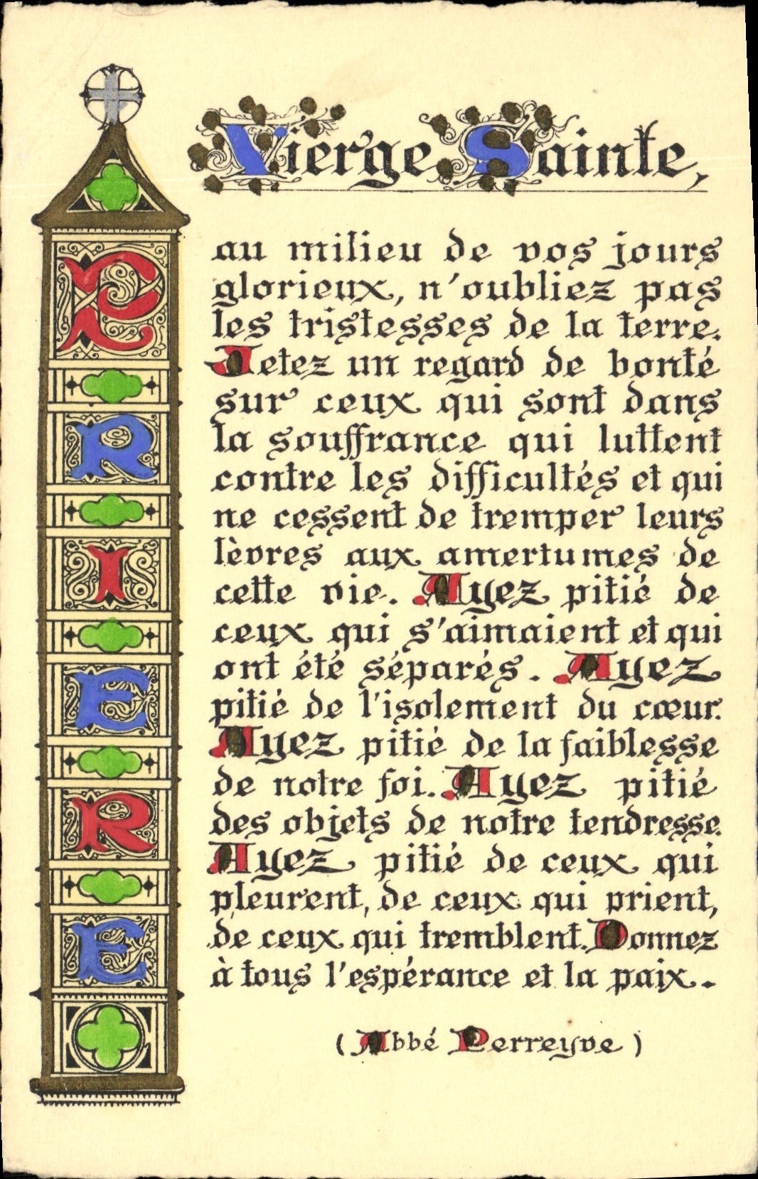 CPA Fantaisie Devise Vierge sainte