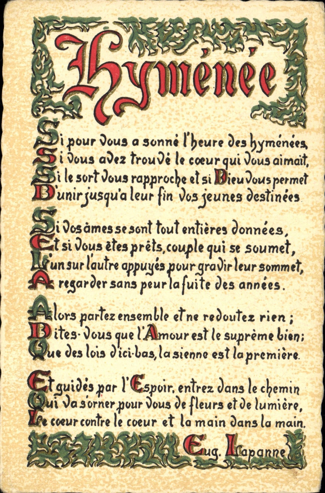 CPA Fantaisie Devise Hymenee