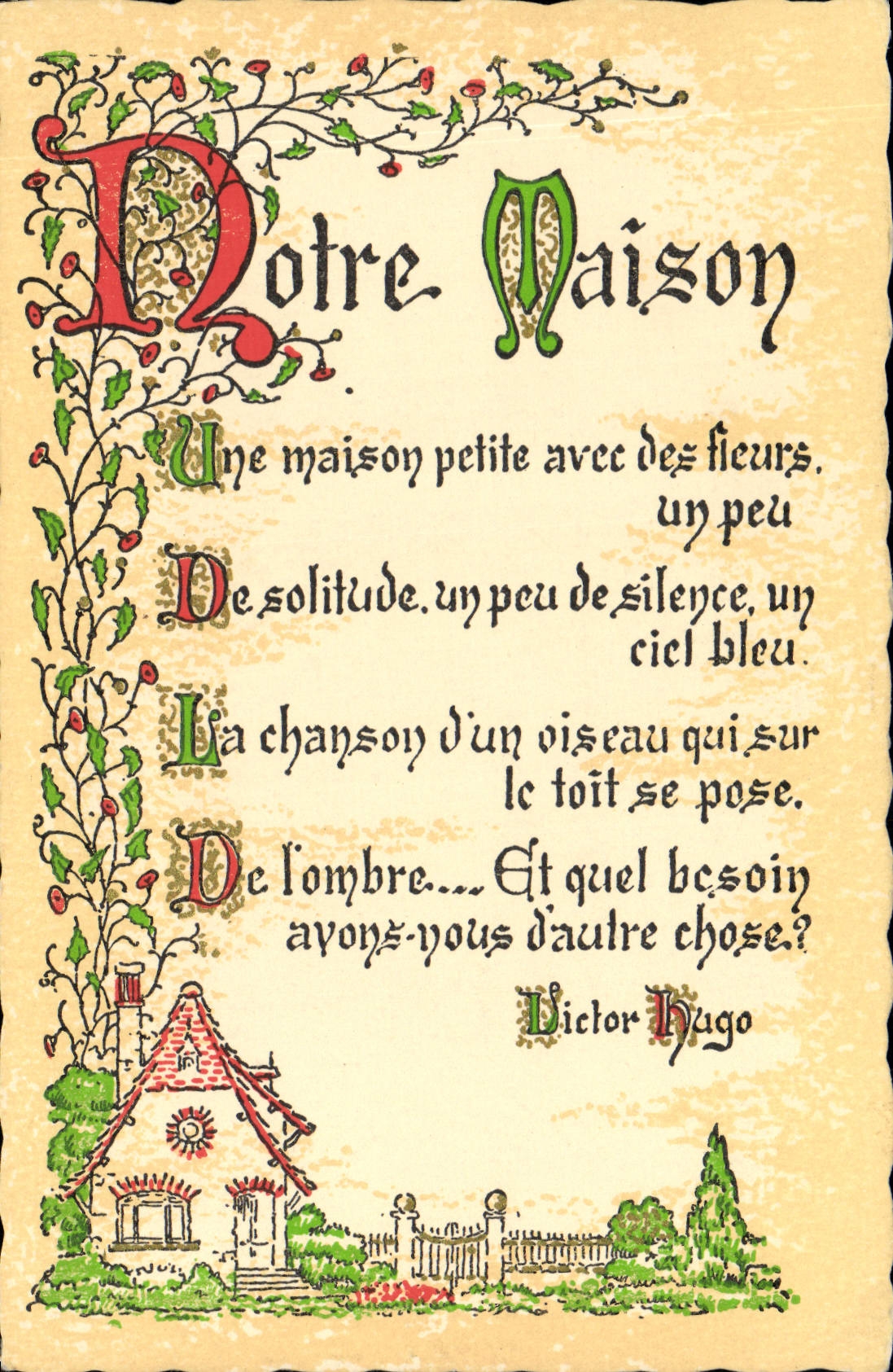 CPA Fantaisie Devise Notre maison