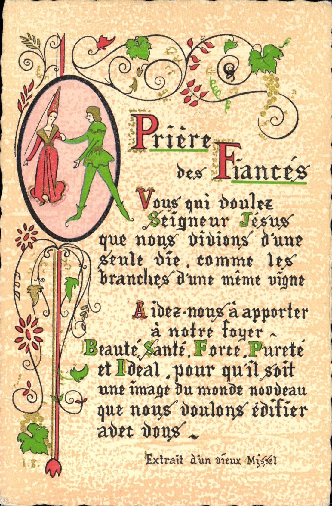 CPA Fantaisie Devise Priere des fiances