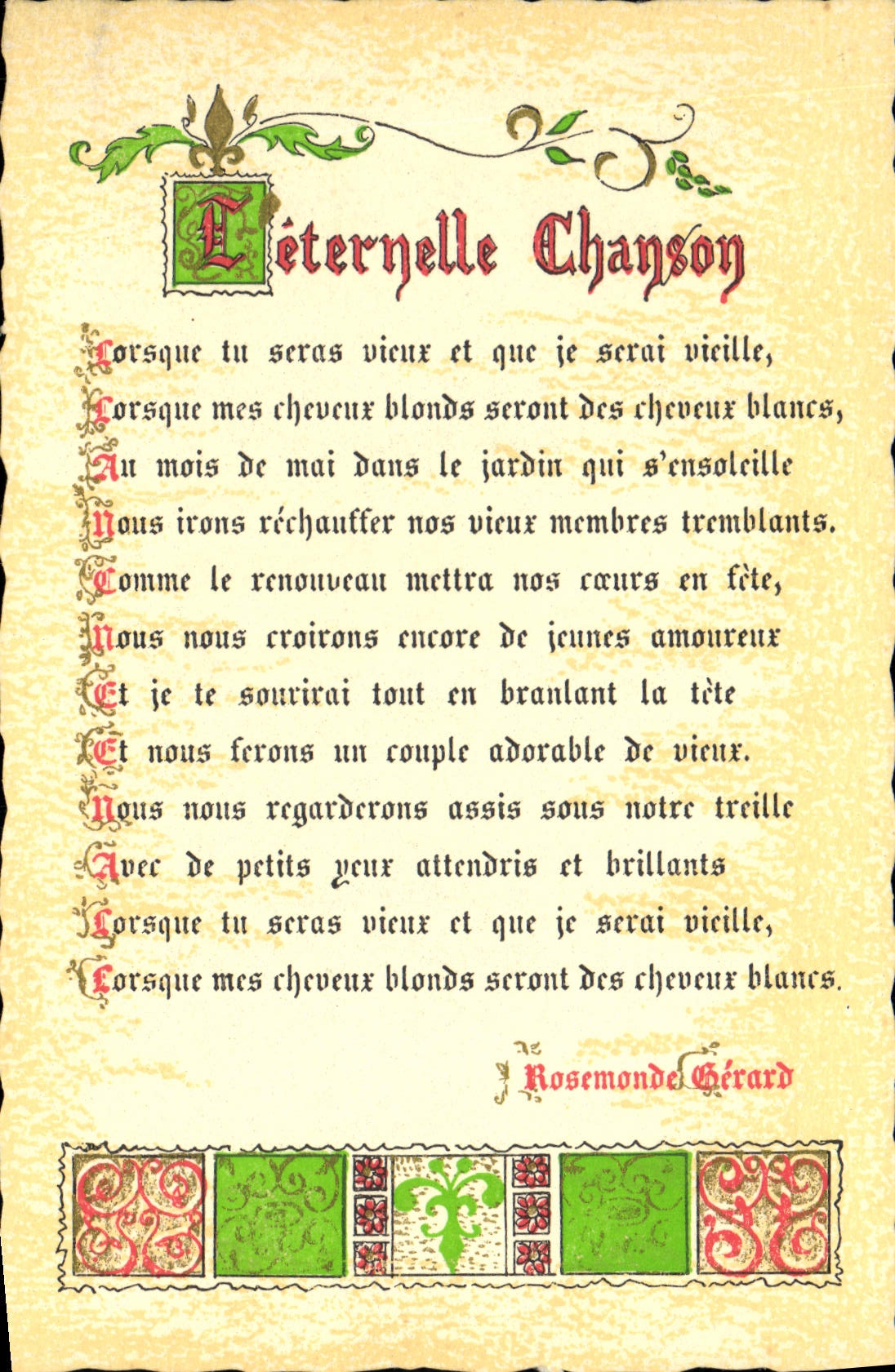 CPA Fantaisie Devise L'eternelle chanson 