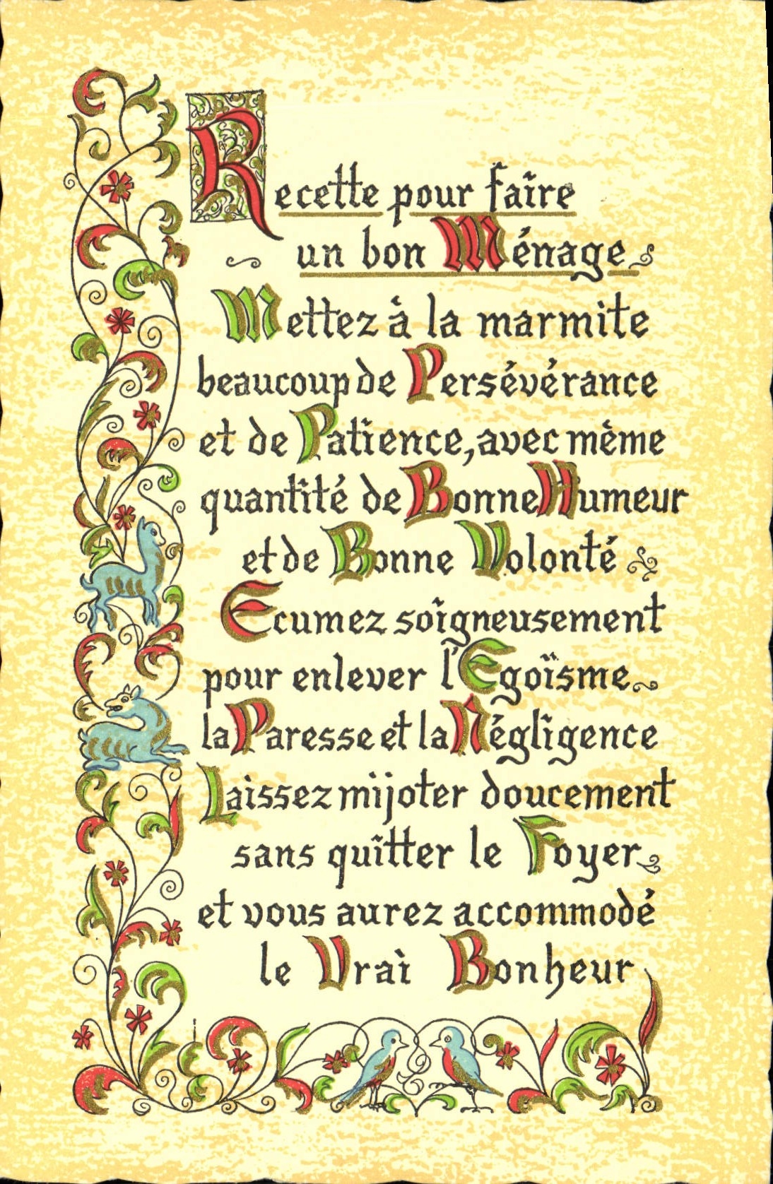 CPA Fantaisie Devise Recette pour faire un bon mariage