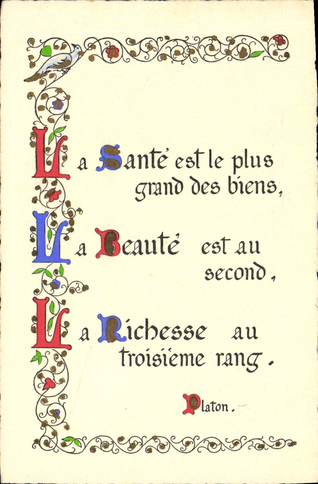 VINTAGE POSTCARD Fantaisie Currency health is largest of the Plato goods