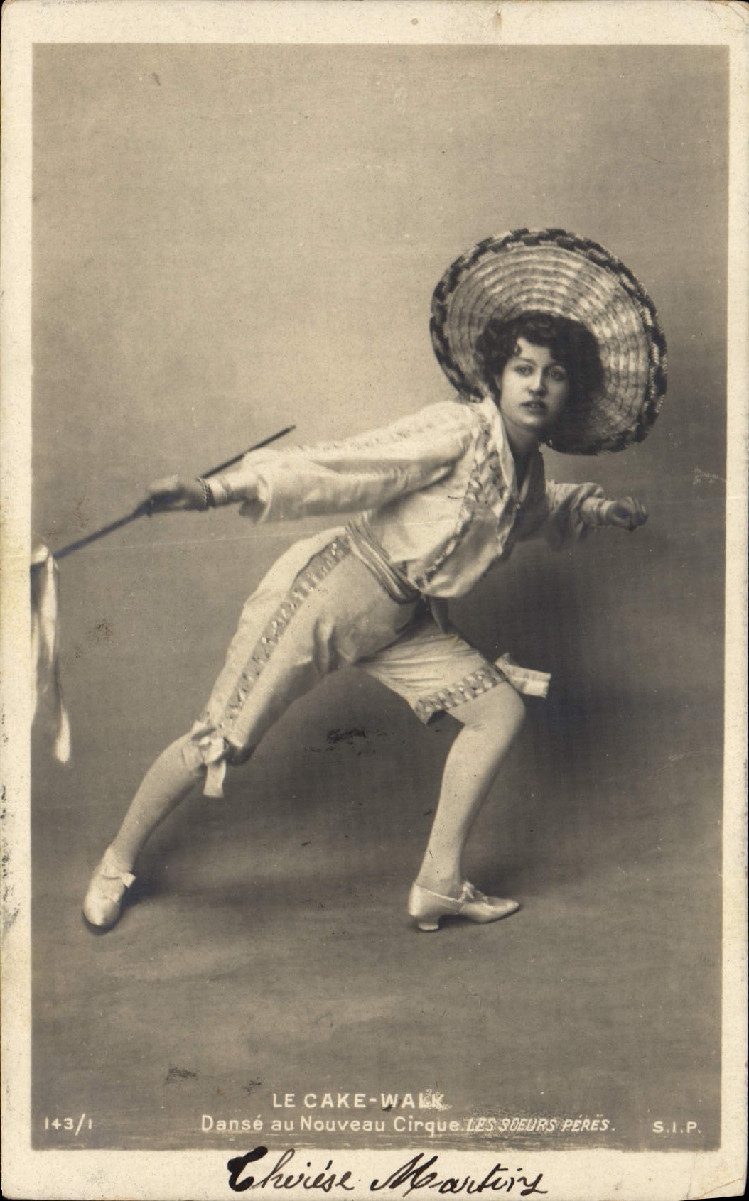 VINTAGE POSTCARD Fantaisie Dances Woman Cake Walk Danse with the new circus the Pere sisters