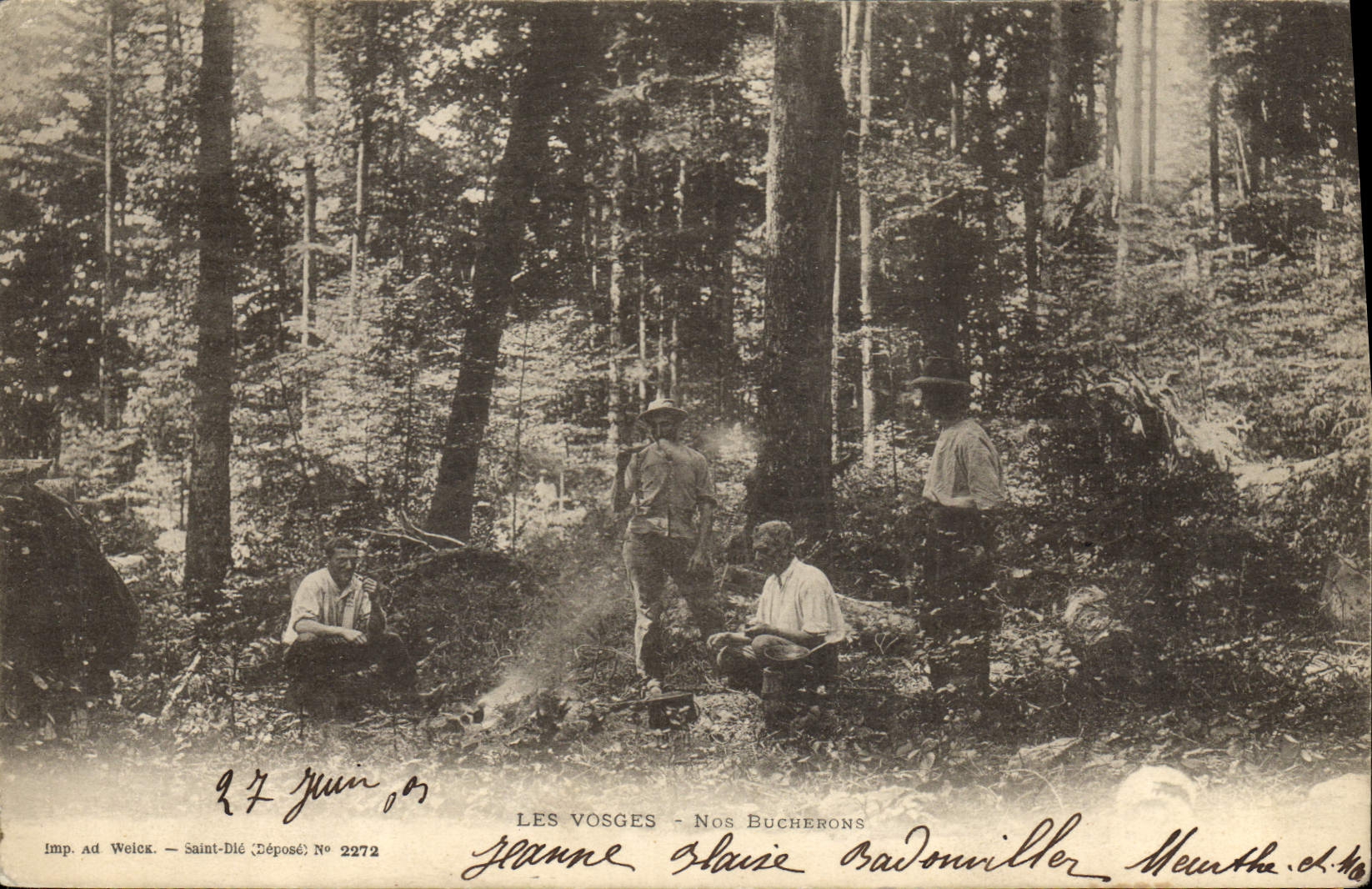 VINTAGE POSTCARD Folklore the Vosges Our loggers