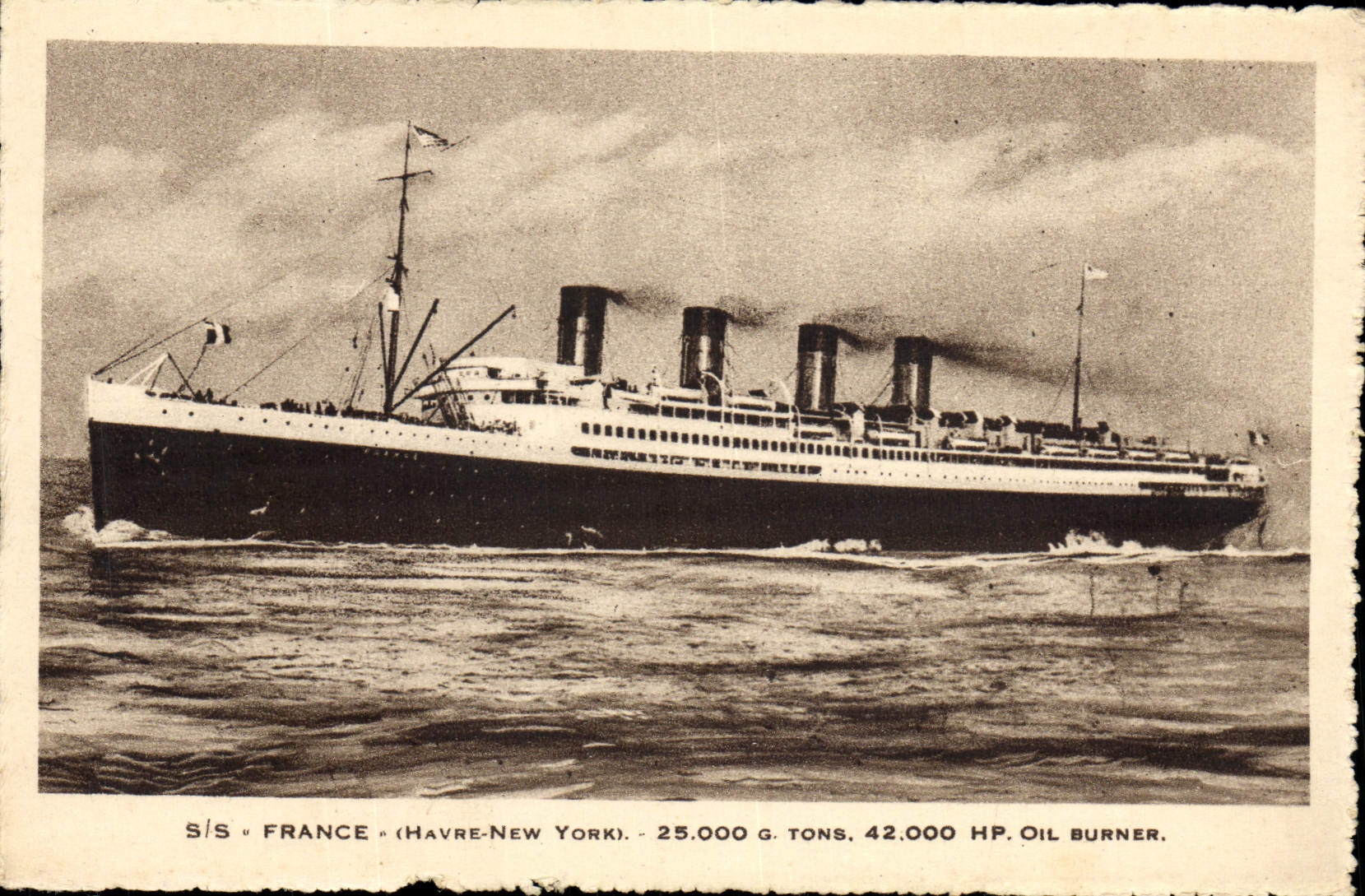 CPA Bateau Paquebot SS France Havre New York 