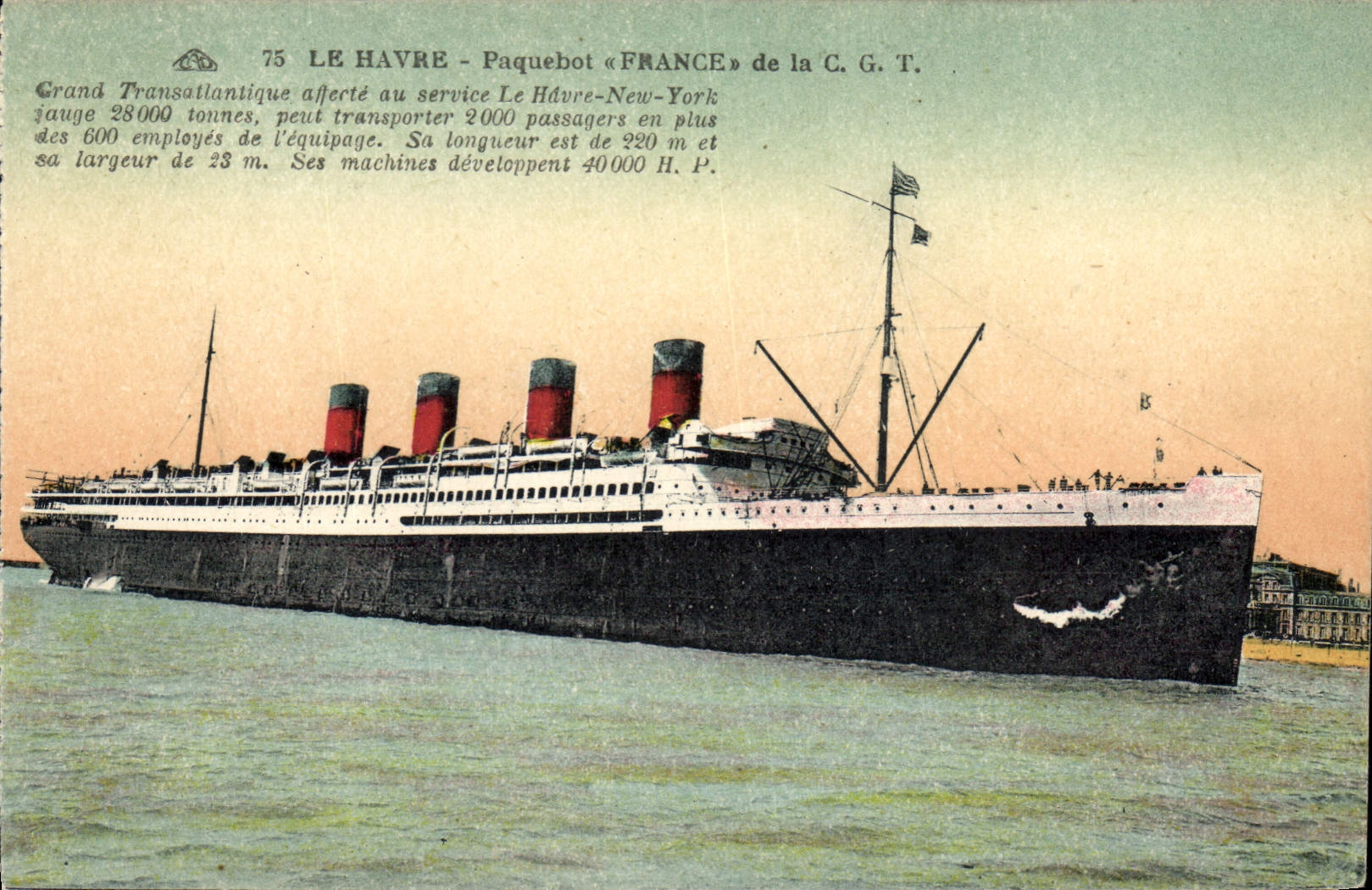 VINTAGE POSTCARD Boat Steamer France of CGT