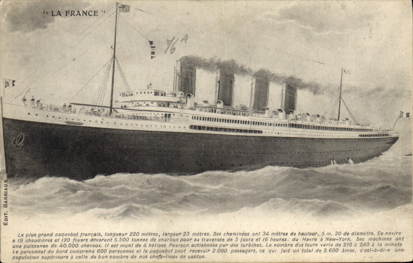 CPA Bateau Paquebot le Havre Transatlantique France 