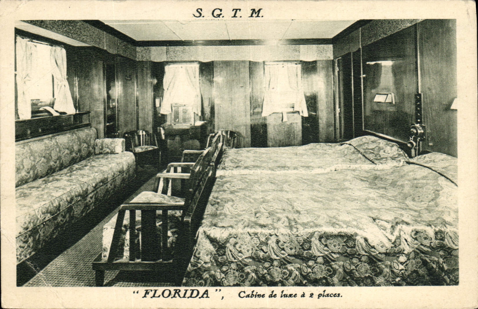 VINTAGE POSTCARD Bateau Steamer SGTM Florida De luxe cabin has 2 places