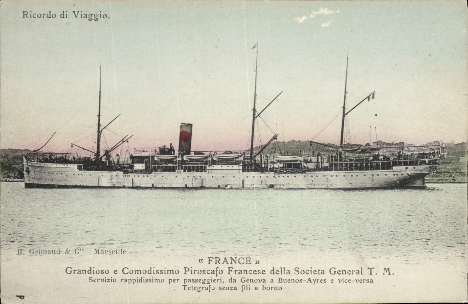VINTAGE POSTCARD Bateau Steamer Genova France has Buenos Ayres