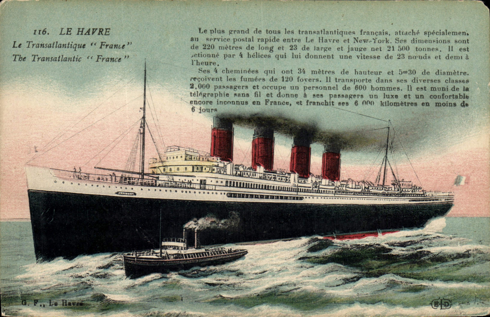 CPA Bateau Paquebot le Havre Transatlantique France