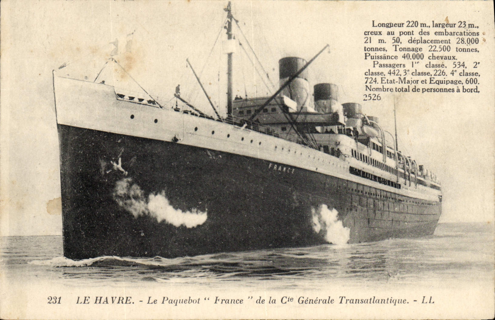 CPA Bateau Paquebot le Havre Transatlantique France