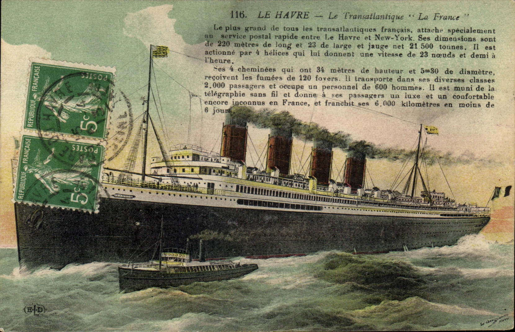 CPA Bateau Paquebot le Havre Transatlantique France 