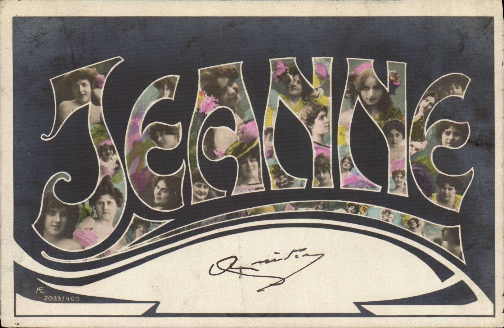 VINTAGE POSTCARD Fantasy Jeanne First name